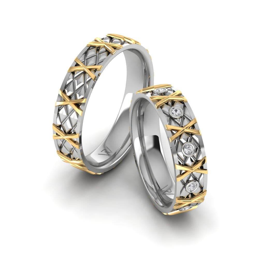 Eheringe mit Steinen Forevera Weißgold und gelbem Kristall von Dalloz