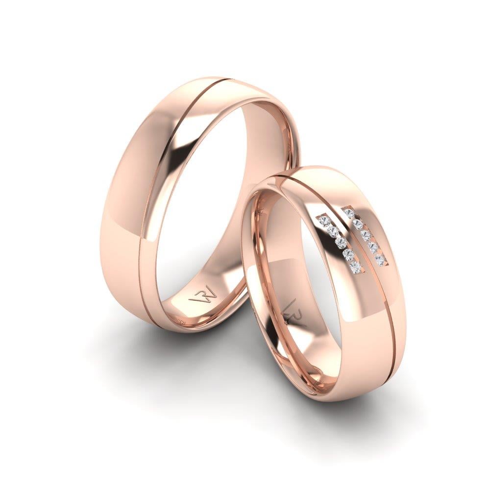 Eheringe mit Glowise-Steinen, Roségold-Dalloz-Kristall