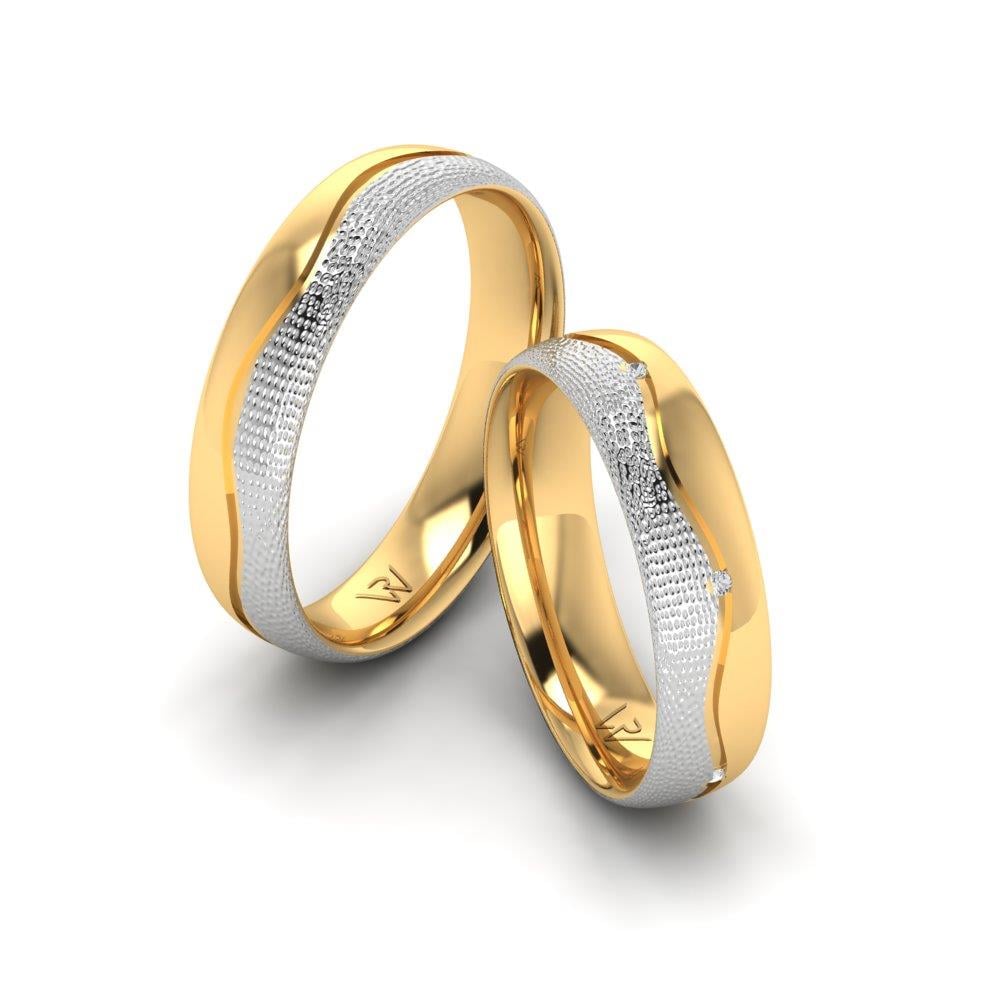 Eheringe mit HarmonyShimmer Weißgold und gelben Dalloz-Kristallsteinen