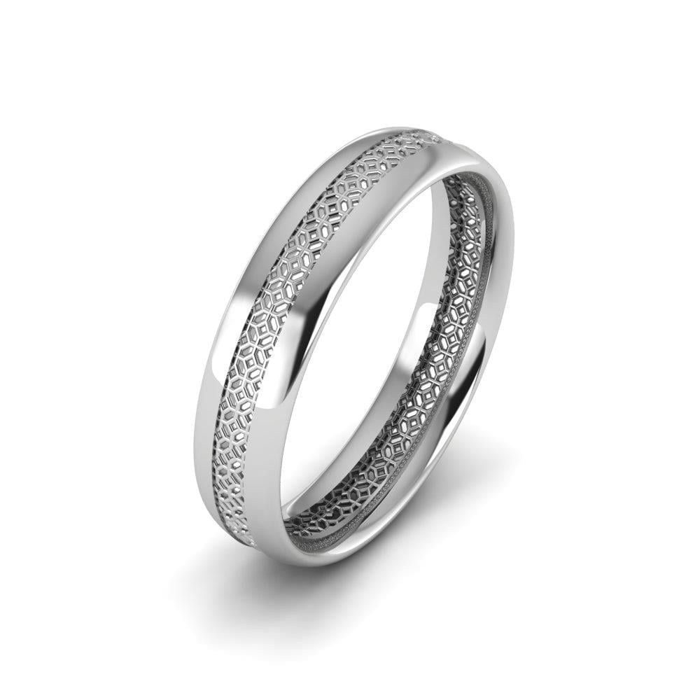 Moderne Eheringe für Herren Heartweld Weißgold 