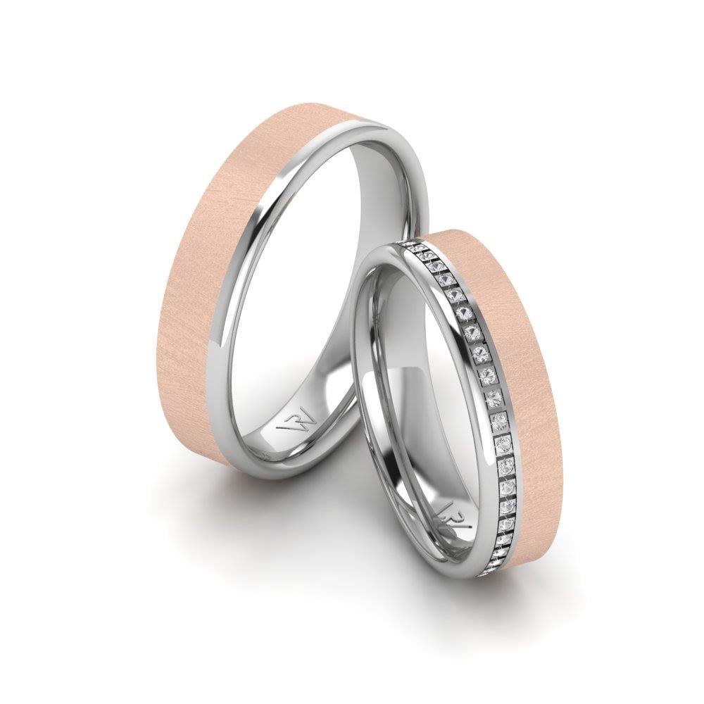 Eheringe mit Infinity-Roségold- und weißen Dalloz-Kristallsteinen