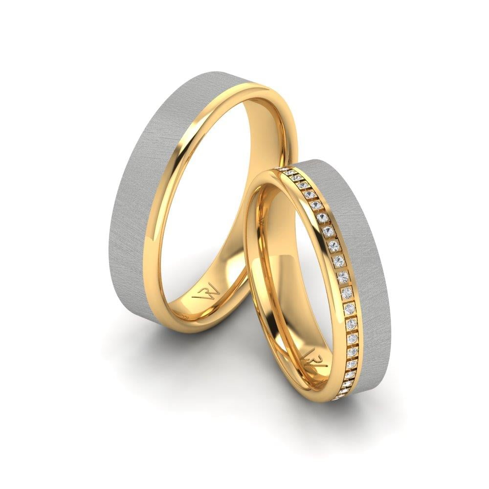 Eheringe mit Infinityre-Weißgold- und gelben Dalloz-Kristallsteinen