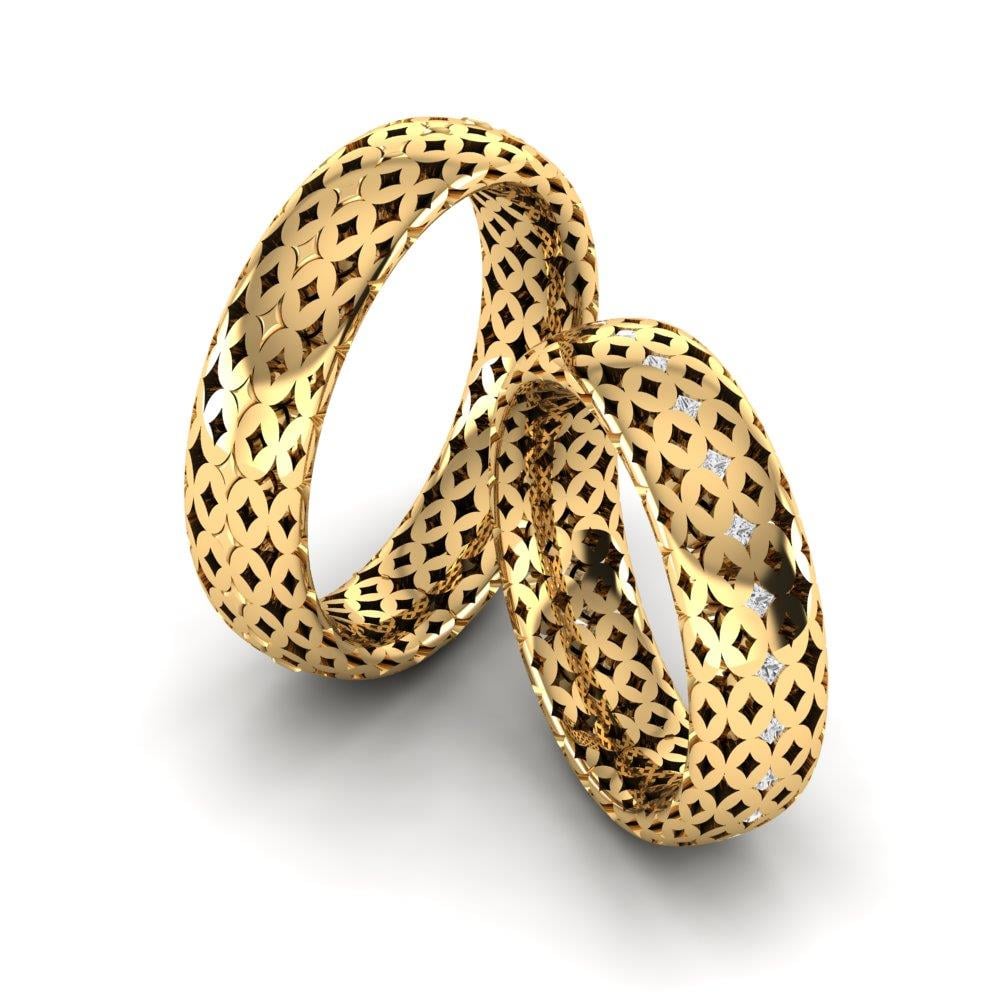 Eheringe mit Steinen Joy Grove Gelbgold Dalloz-Kristall