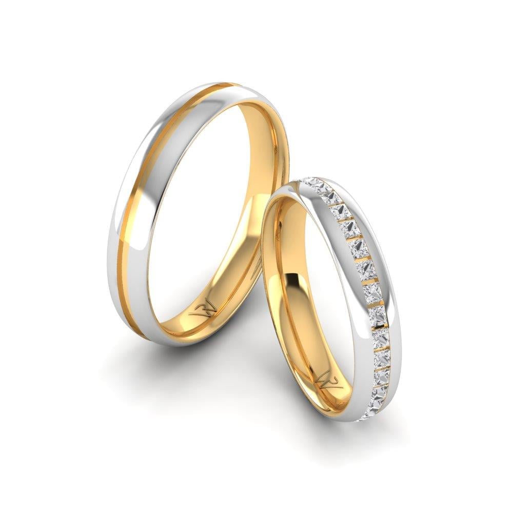 Eheringe mit Steinen PassionBond Gelbgold und weißem Kristall von Dalloz