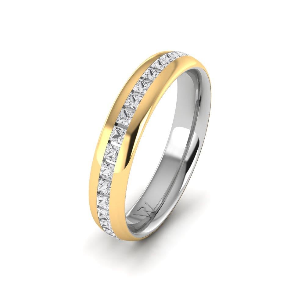 Eheringe mit Steinen für Damen aus PassionBond-Weißgold und gelbem Dalloz-Kristall