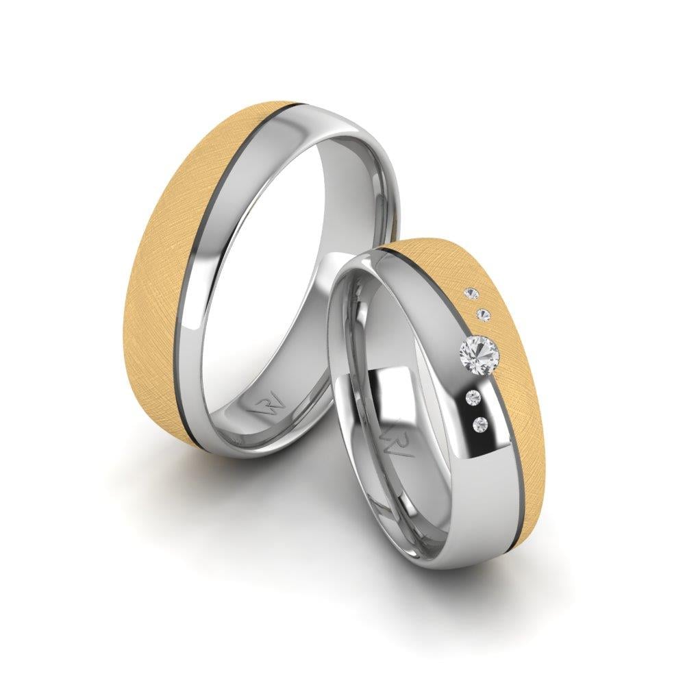 Eheringe mit PureAffection-Gelbgold und weißen Dalloz-Kristallsteinen