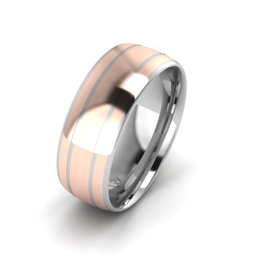 Moderne Herren-Eheringe RadiantPromise Weiß- und Roségold 