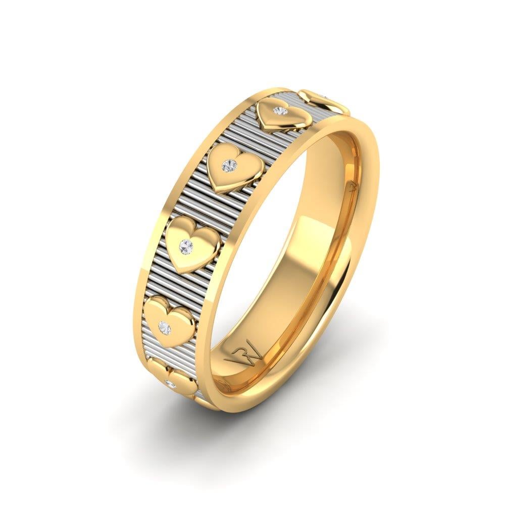 Eheringe mit Steinen für Damen, Radiave-Gelbgold und weißem Dalloz-Kristall