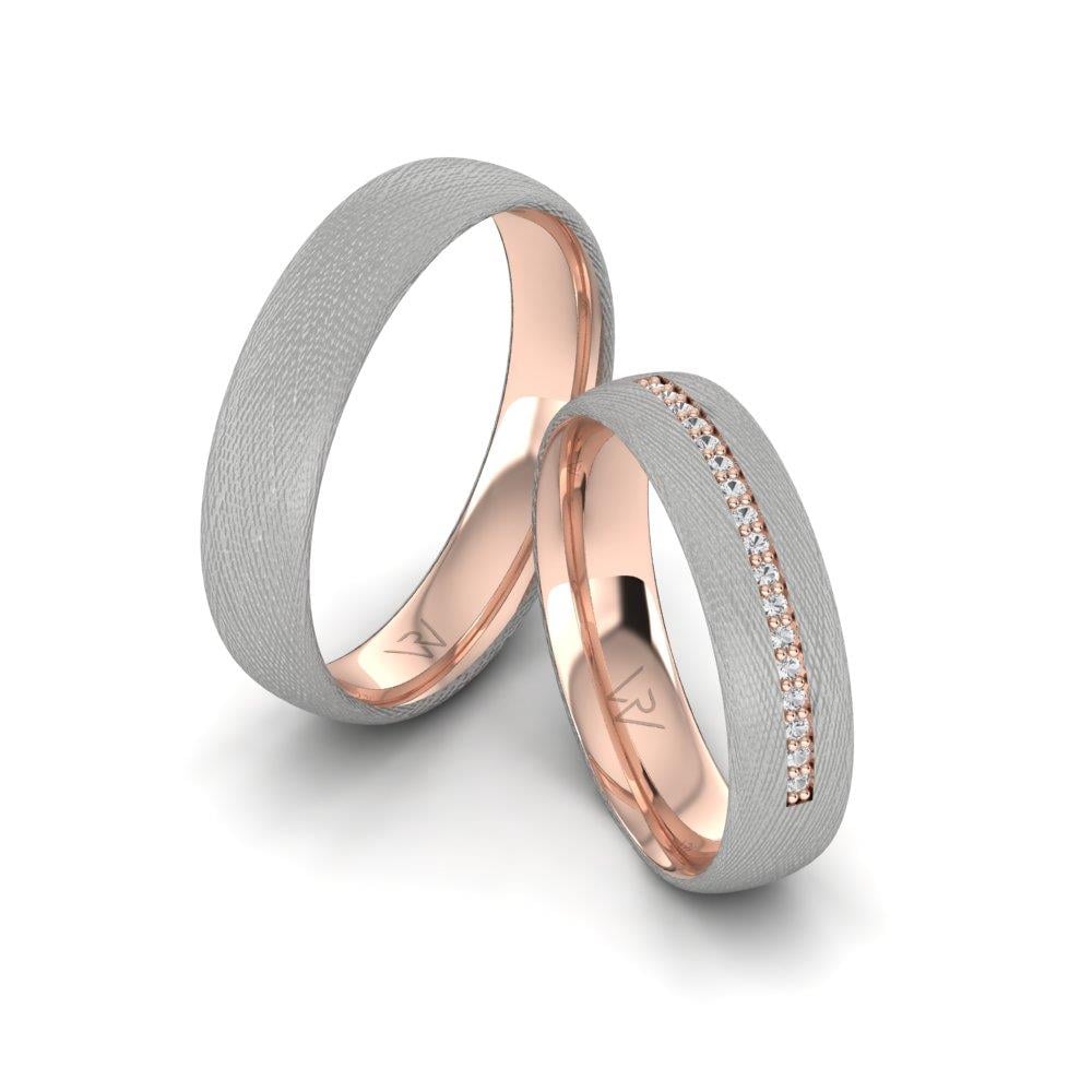 Eheringe mit Affinara-Steinen in Roségold und Weiß 