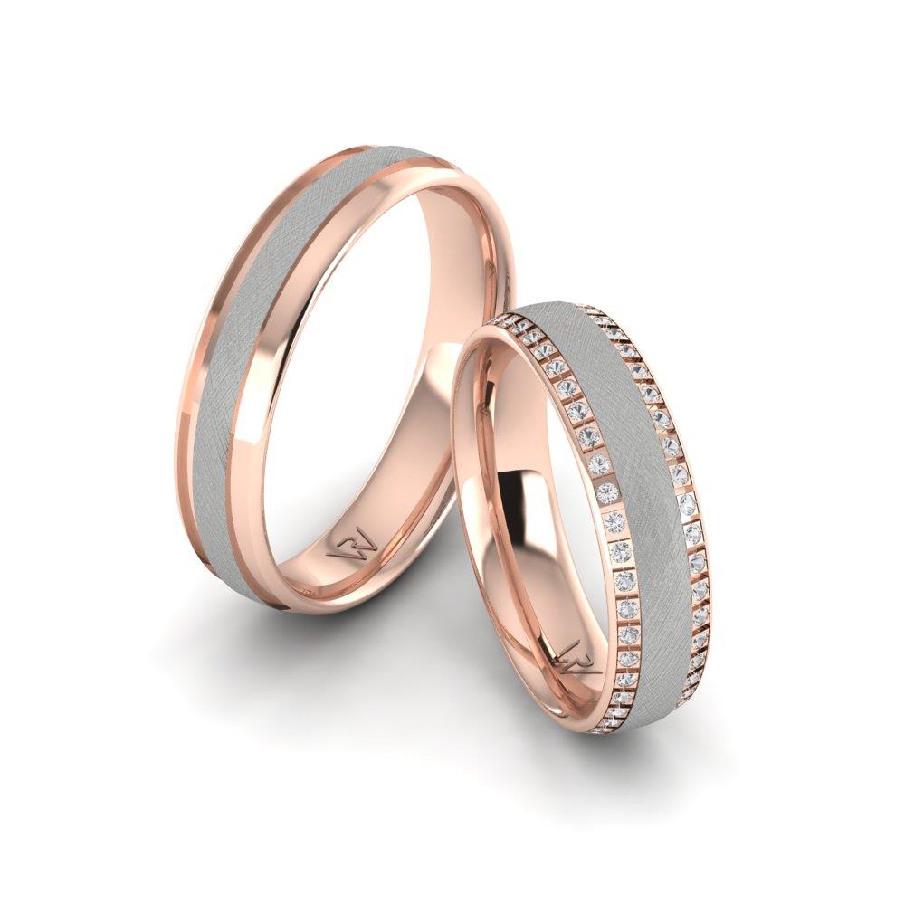 Eheringe mit Alygance Roségold und weißen Dalloz-Kristallsteinen