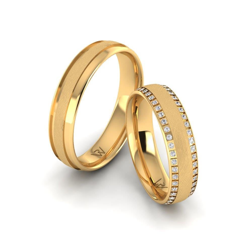 Eheringe mit Steinen Alygance Gelbgold Dalloz-Kristall
