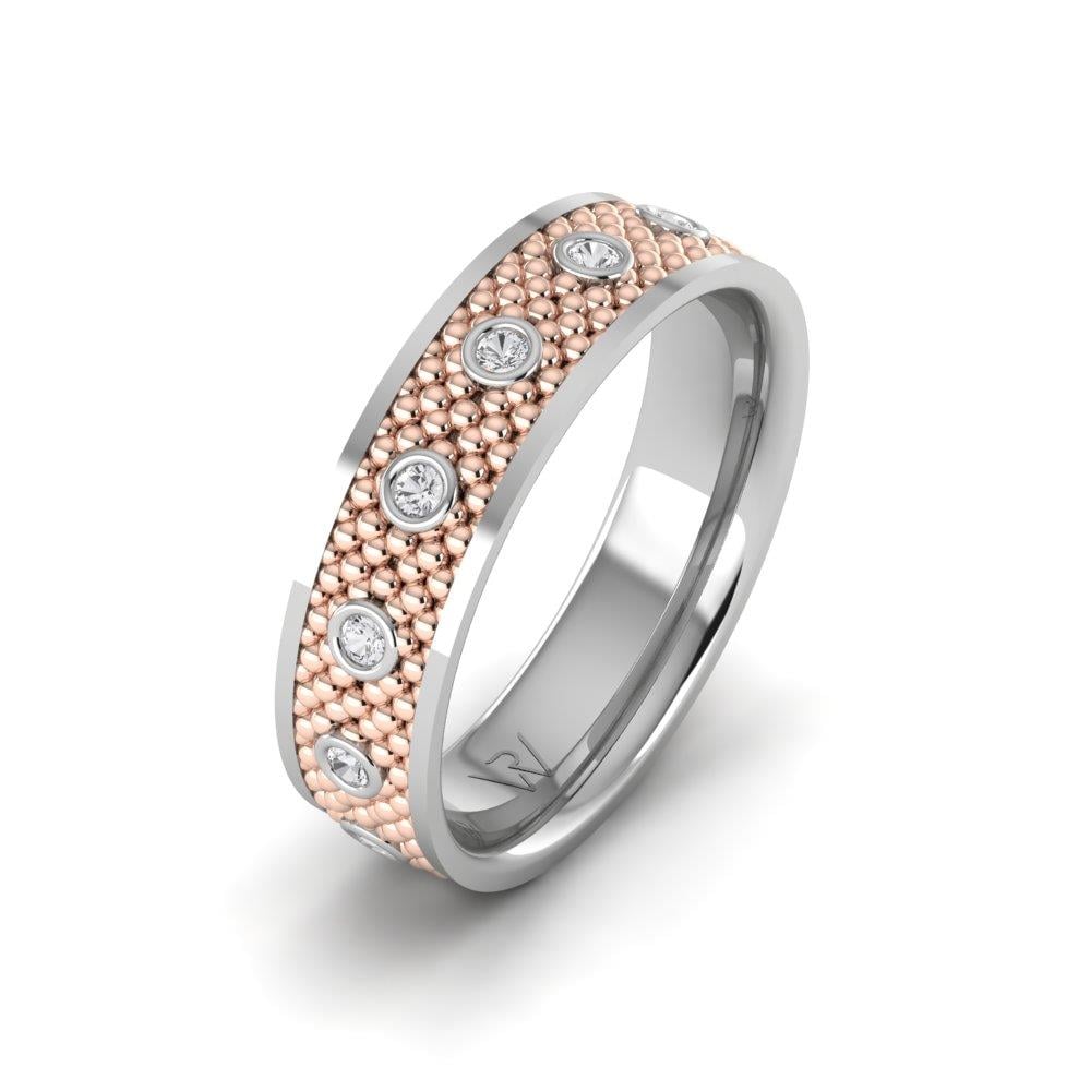 Eheringe mit Steinen für Damen Blissalia Weißgold und rosa Kristall von Dalloz