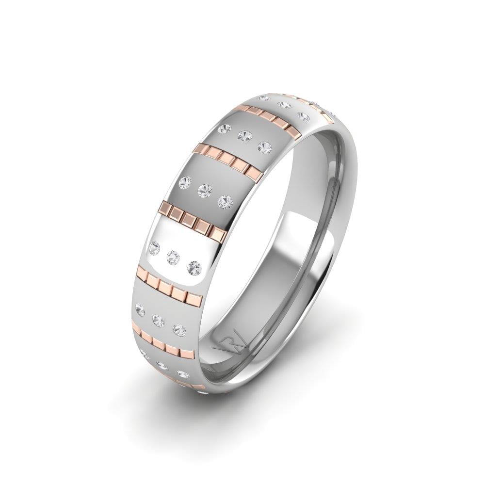 Eheringe mit Steinen für Damen Blissbond Weißgold und rosa Kristall von Dalloz