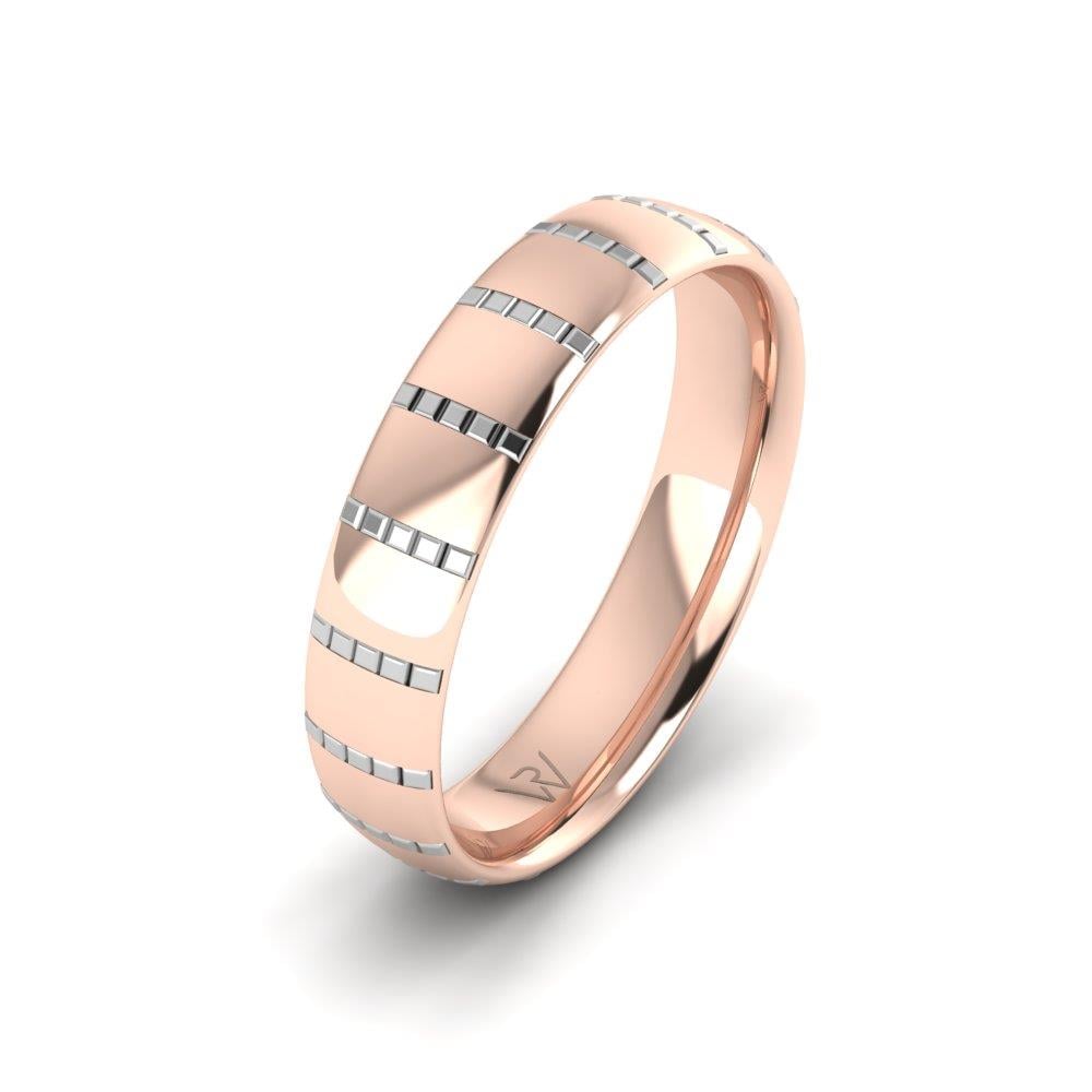 Moderne Herren-Eheringe Blissbond Roségold und Weiß 