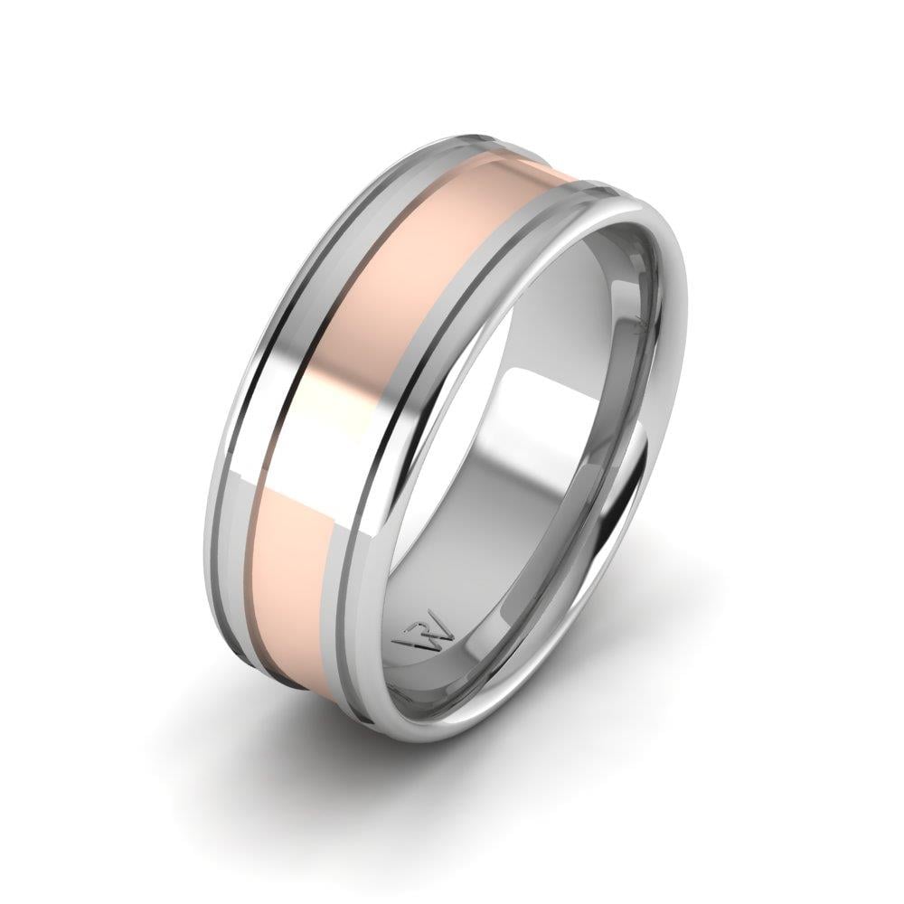 Moderne Eheringe für Herren Blissspin Weiß- und Roségold 