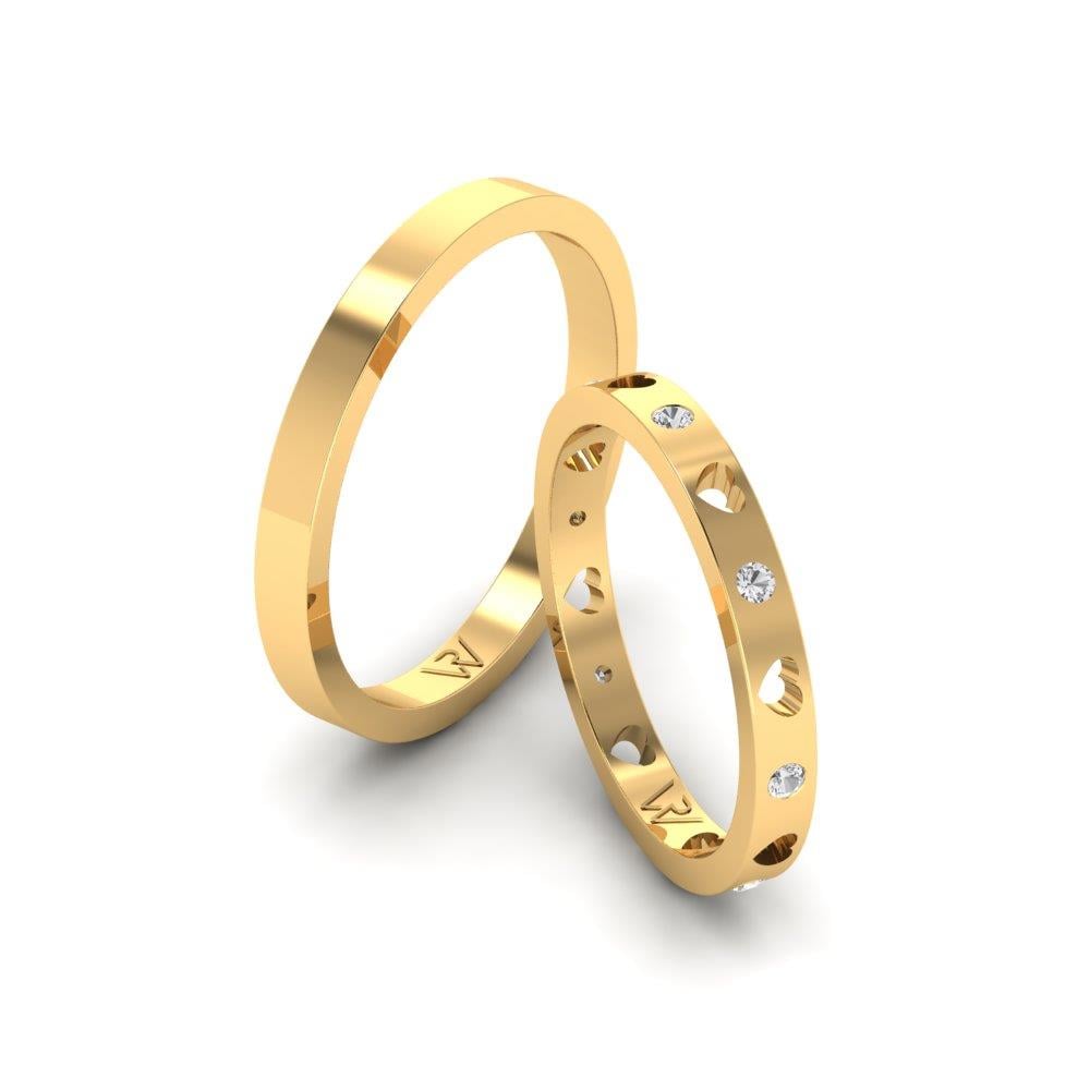Eheringe mit Steinen Bloomnest Gelbgold Dalloz-Kristall