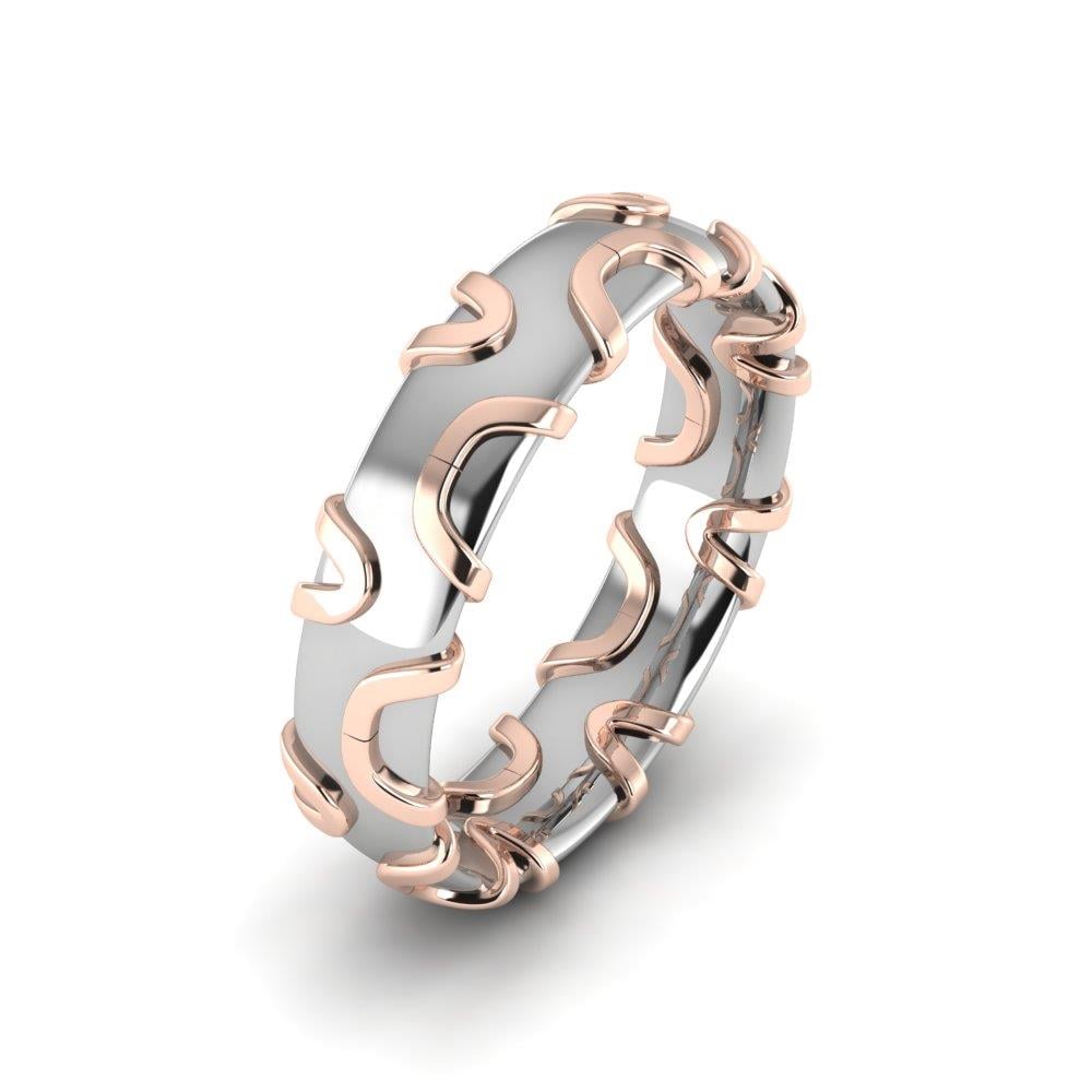 Moderne Eheringe für Männer Bloomy White und Rose Gold 