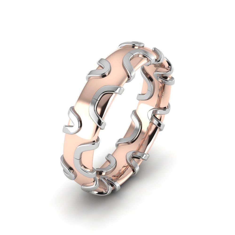 Moderne Eheringe für Männer Bloomy Rose Gold und White 