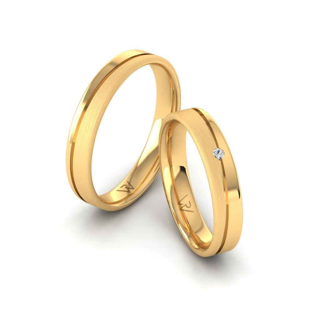 Eheringe mit Brillara-Steinen, Gelbgold-Dalloz-Kristall