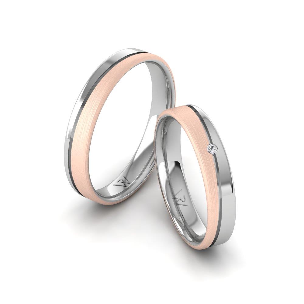 Eheringe mit Brillara-Steinen aus Roségold und weißem Dalloz-Kristall