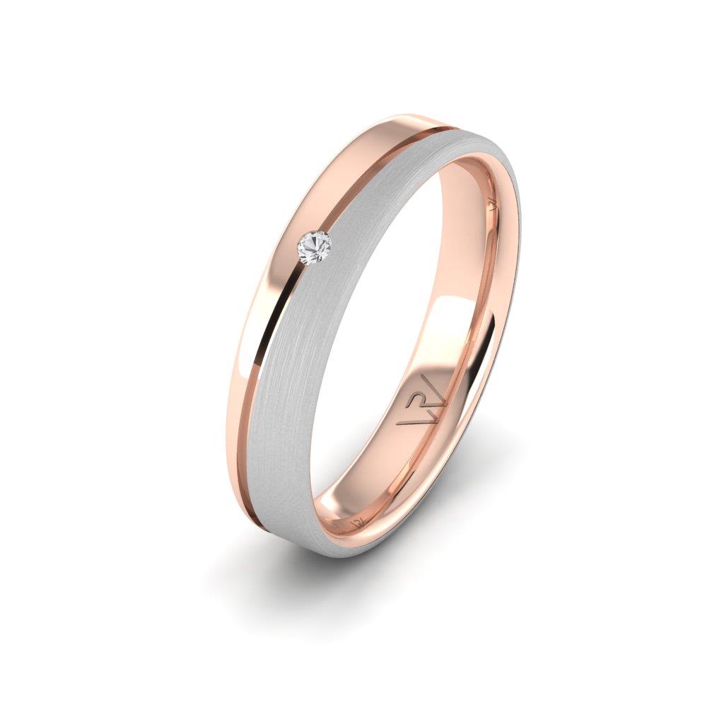 Eheringe mit Damensteinen Brillara Roségold und weißem Dalloz-Kristall