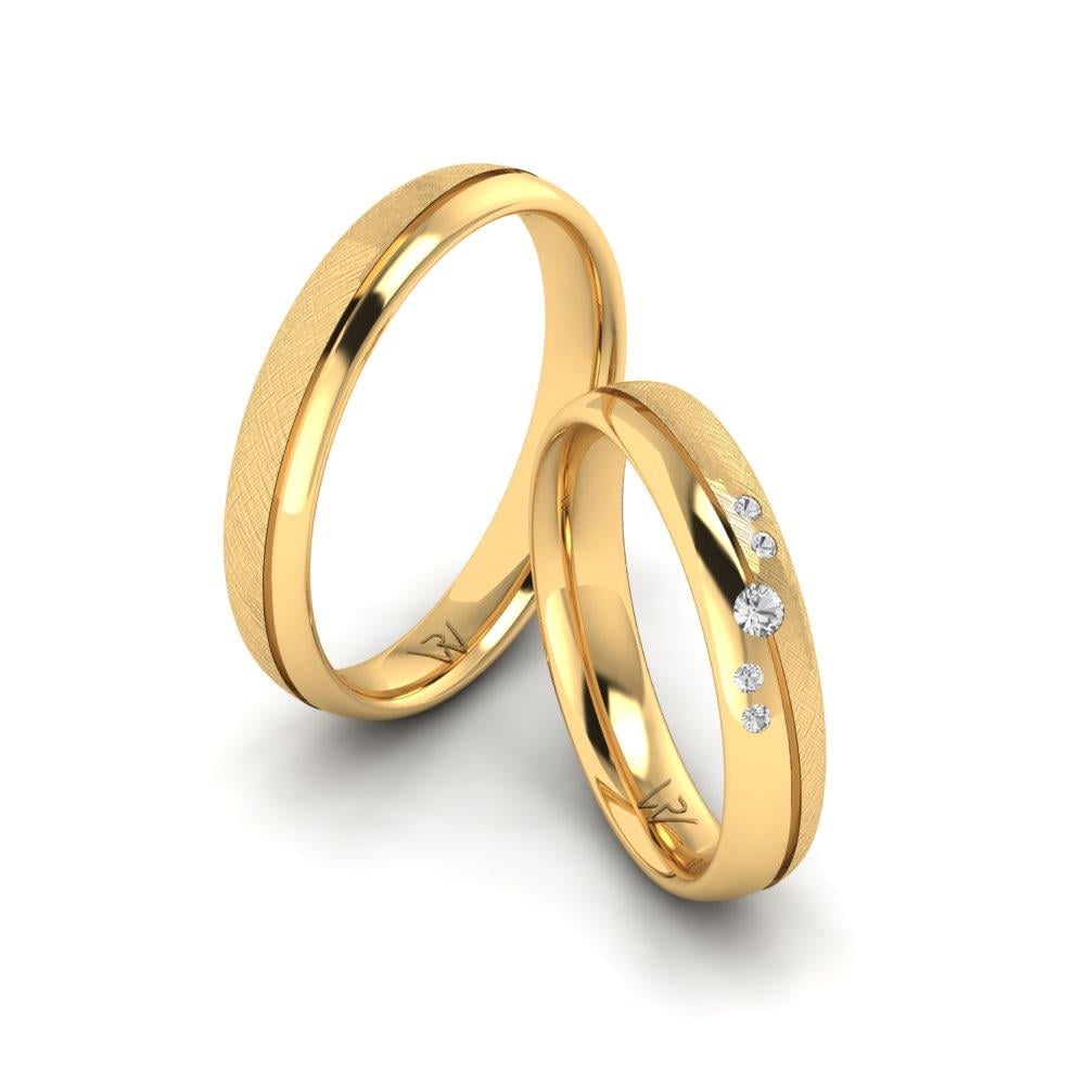 Eheringe mit Steinen Cherishcarve Gelbgold Dalloz-Kristall