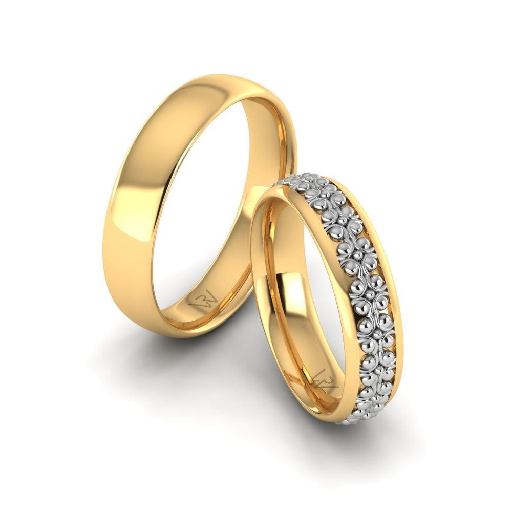 CherishLoom Moderne Eheringe aus Gelb- und Weißgold 