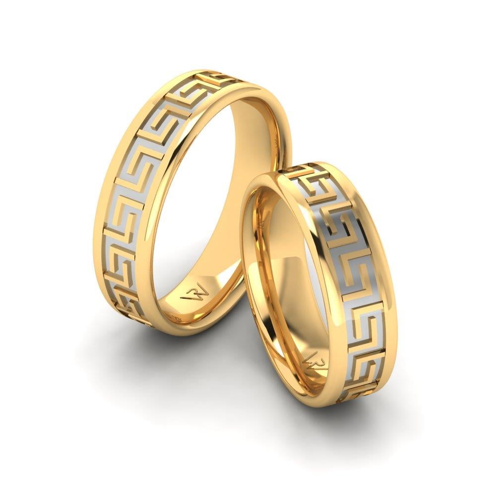 Cuddlecarve Moderne Eheringe aus Gelb- und Weißgold 