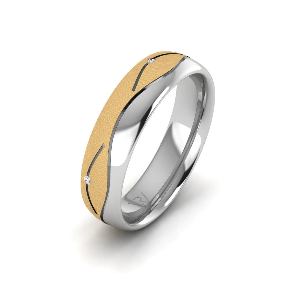 Damen-Eheringe mit Devotio-Steinen aus Weißgold und gelbem Dalloz-Kristall