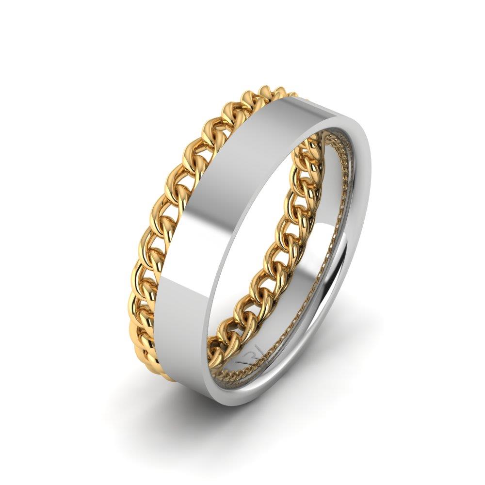 Moderne Eheringe für Männer Devotiondazzle Weiß- und Gelbgold 