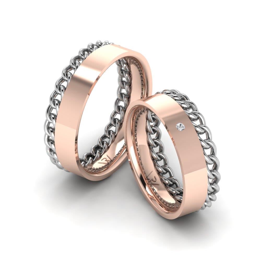 Eheringe mit Devotiondazzle Roségold und weißen Dalloz-Kristallsteinen