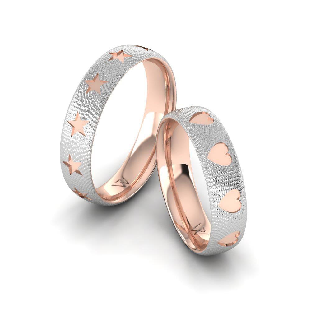 Moderne Eheringe DevotionGlisten Weiß- und Roségold 