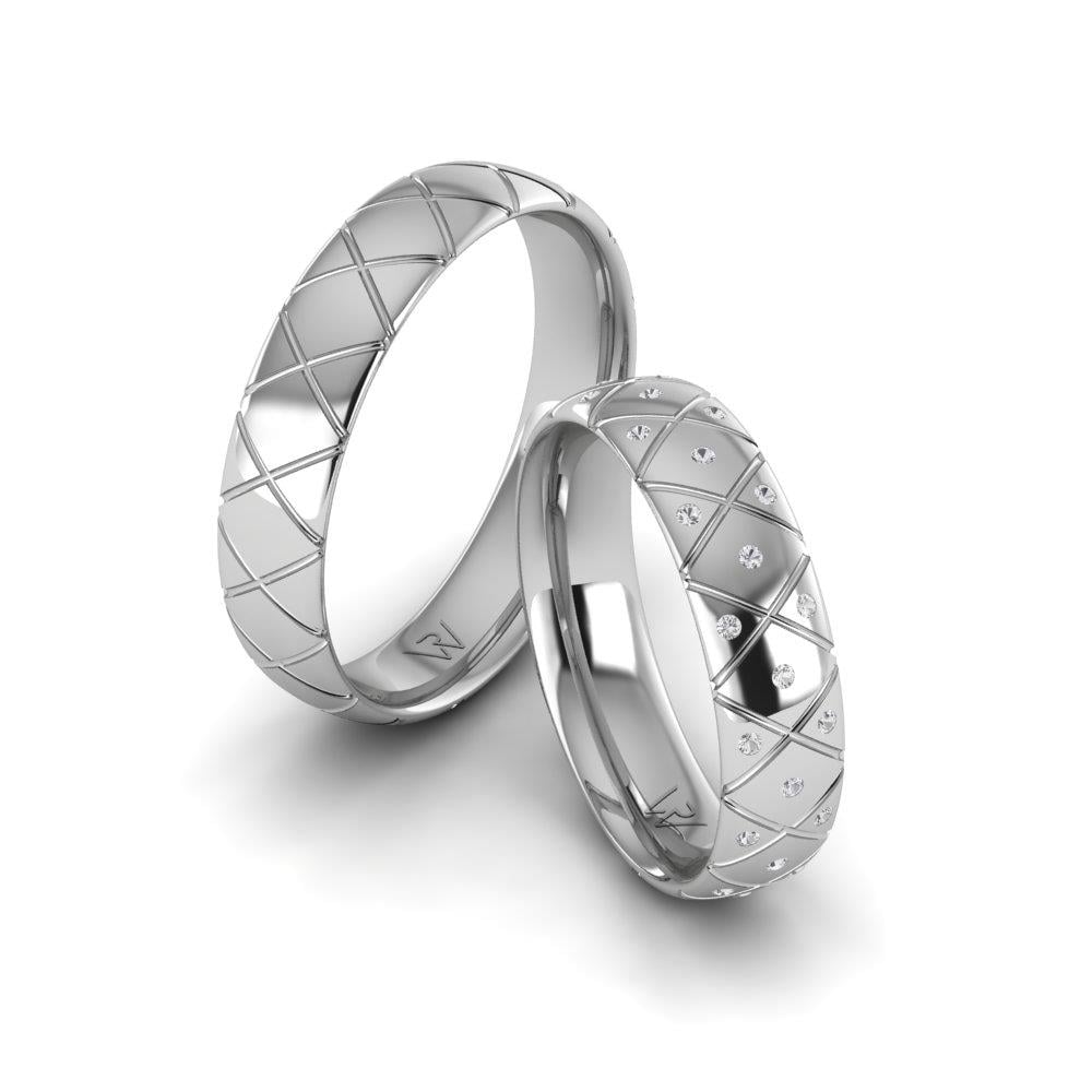 DevotionLuxe Silberne Eheringe für Paare mit Dalloz-Kristallen
