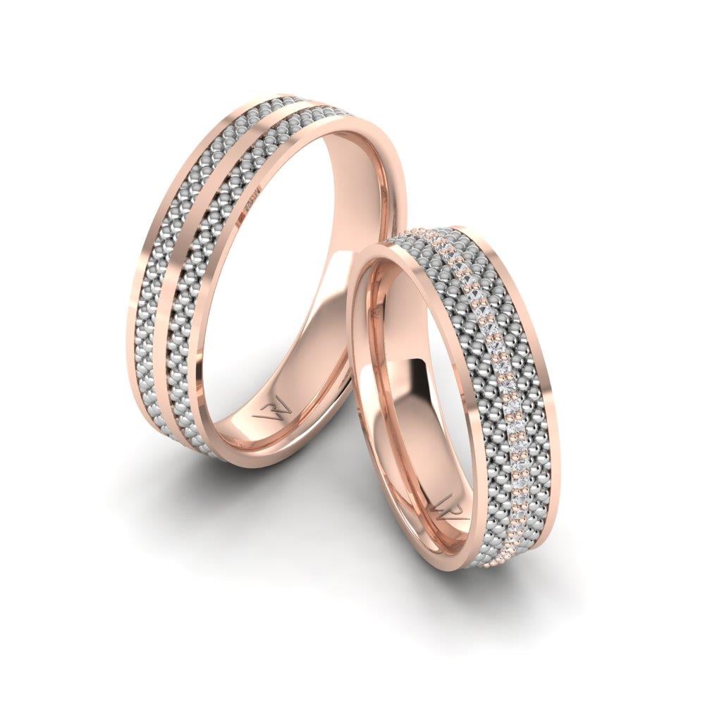 Eheringe mit Dreamance-Roségold- und weißen Dalloz-Kristallsteinen