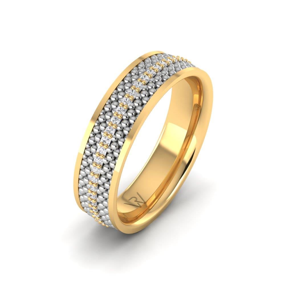 Eheringe mit Steinen für Damen, Dreamance-Gelbgold und weißer Dalloz-Kristall