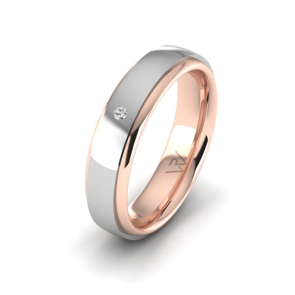 Damen-Eheringe mit Steinen EleganceSerene Roségold und weißem Dalloz-Kristall