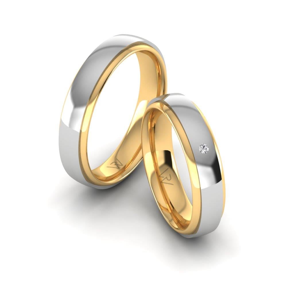Eheringe mit Steinen EleganceSerene Gelbgold und weißem Dalloz-Kristall
