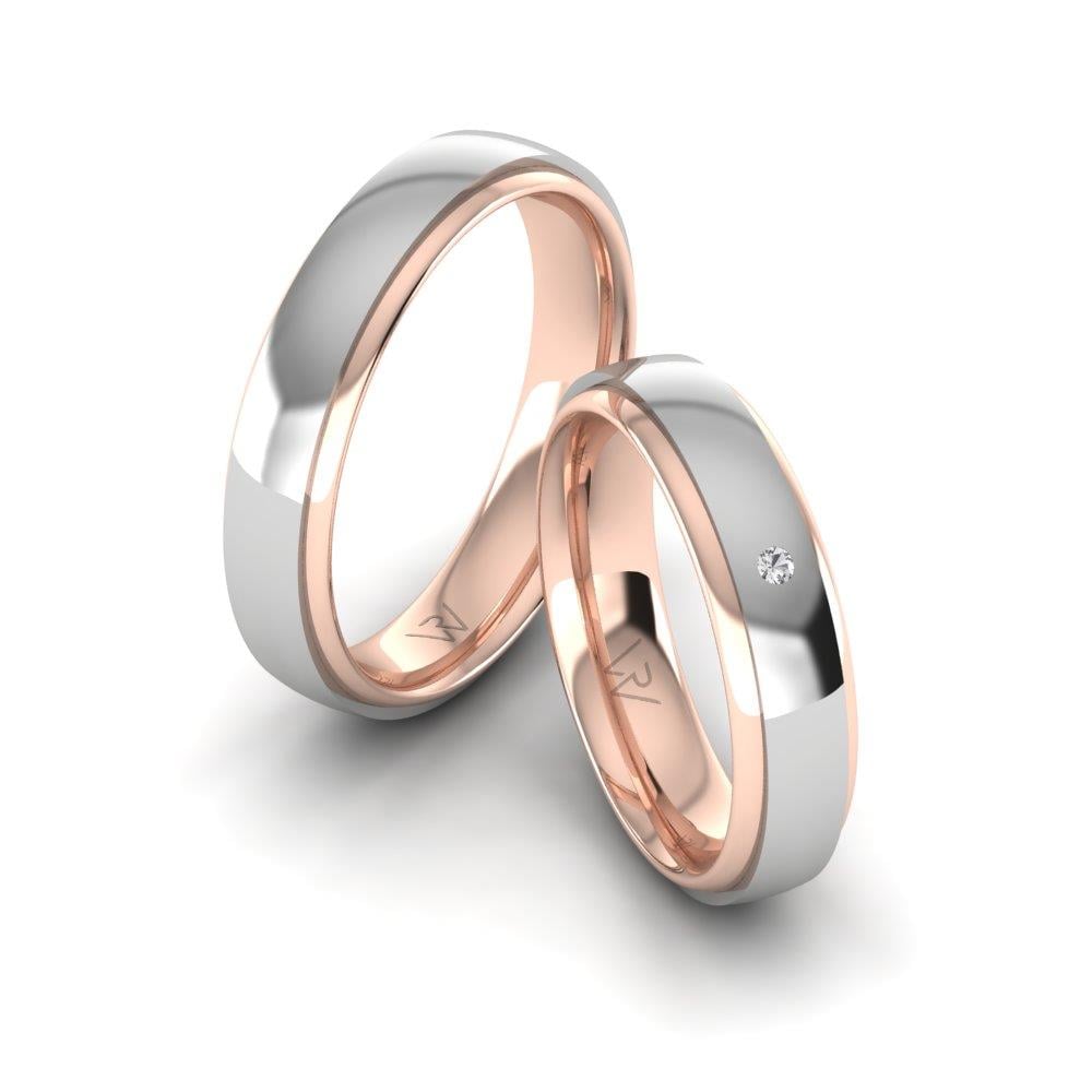 Eheringe mit Steinen EleganceSerene Roségold und weißem Dalloz-Kristall