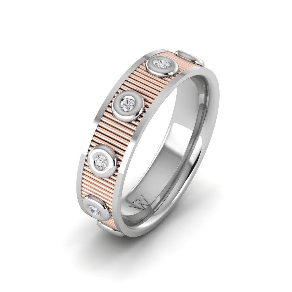 Eheringe mit Steinen für Damen Endlessio Weißgold und rosa Kristall von Dalloz