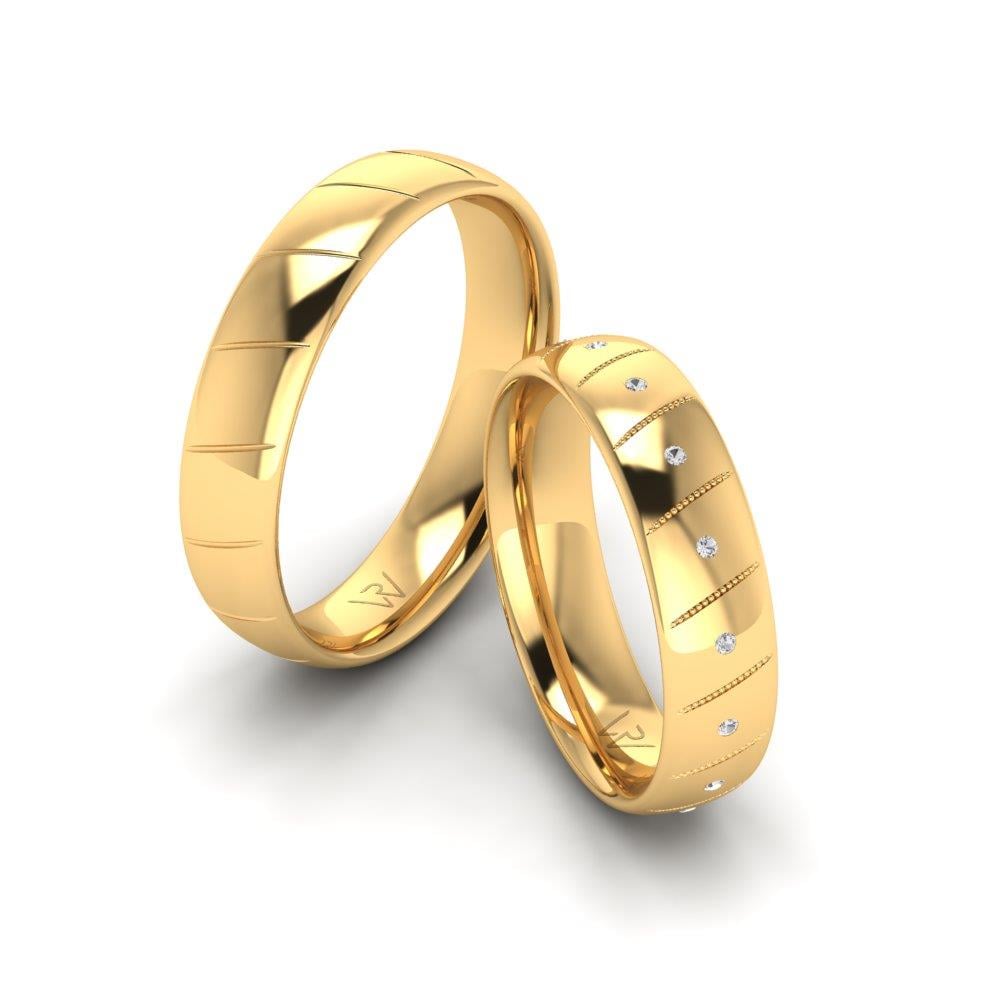 Eheringe mit Steinen Eternara Gelbgold Dalloz-Kristall