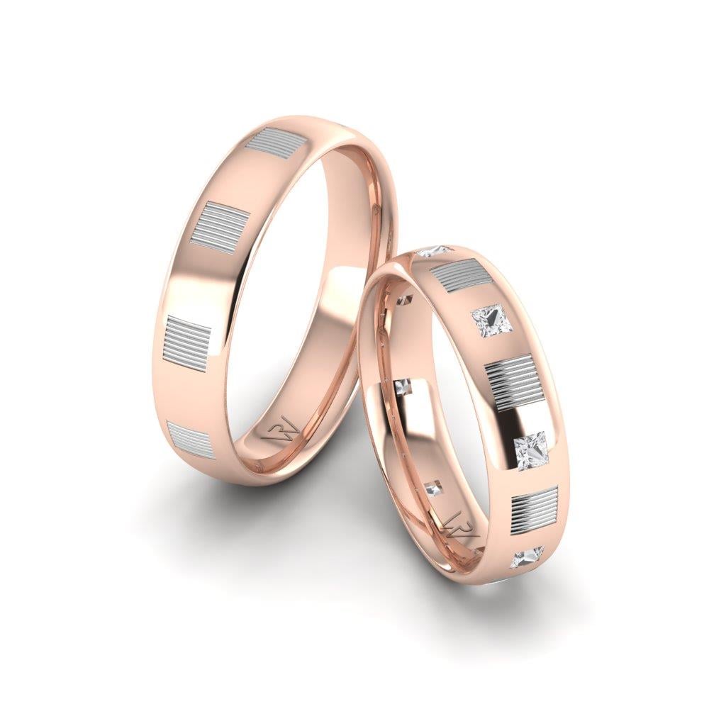 Eheringe mit ewigen Roségold- und weißen Dalloz-Kristallsteinen