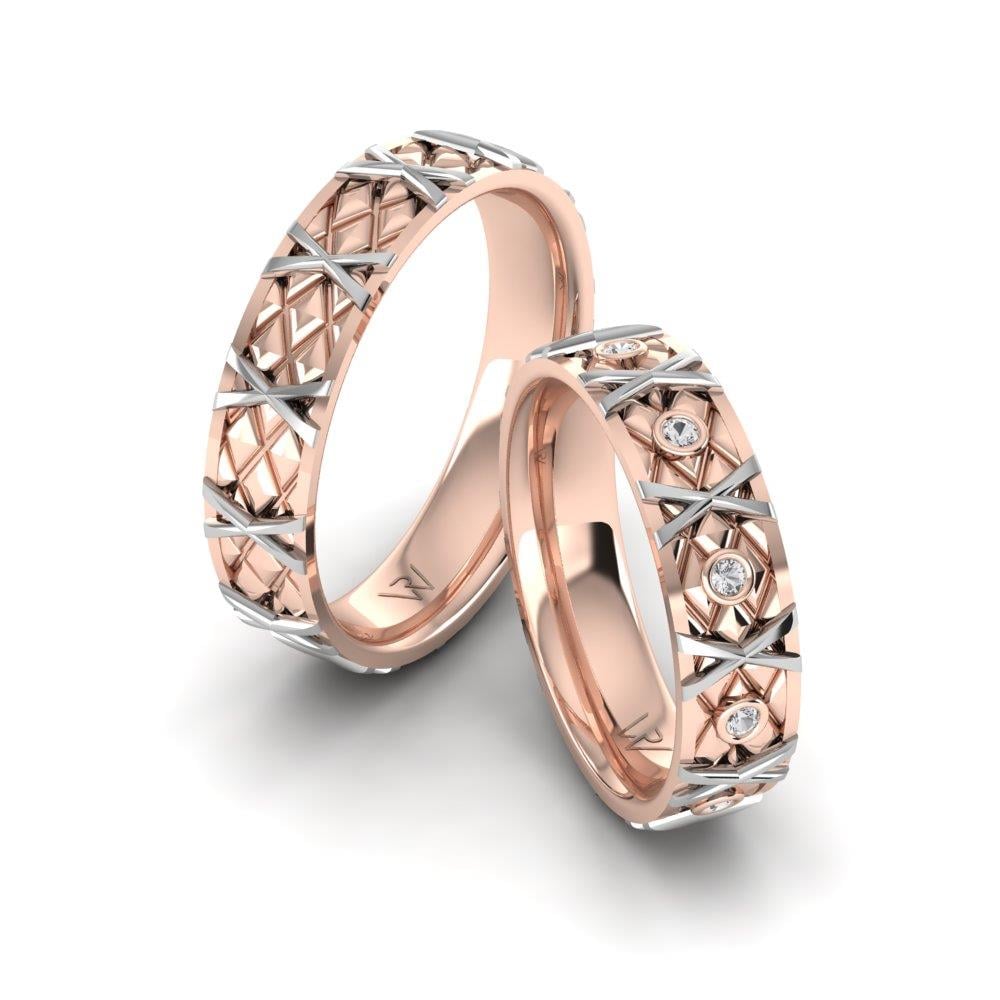 Eheringe mit Forevera Roségold und weißen Dalloz-Kristallsteinen