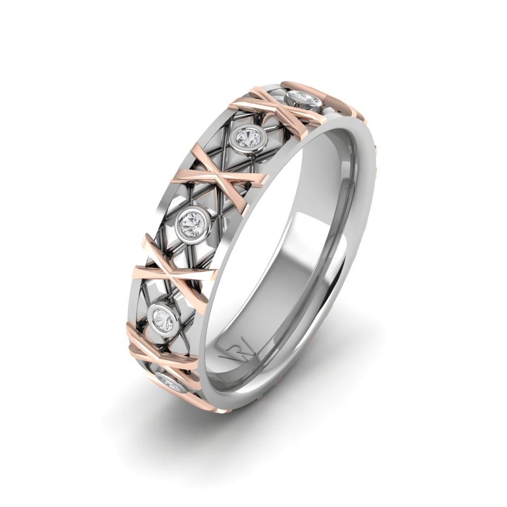 Eheringe mit Steinen für Damen Forevera Weißgold und rosa Dalloz-Kristall