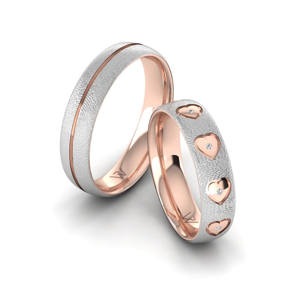 Eheringe mit Steinen Foreverrings Weißgold und Rosenkristall von Dalloz