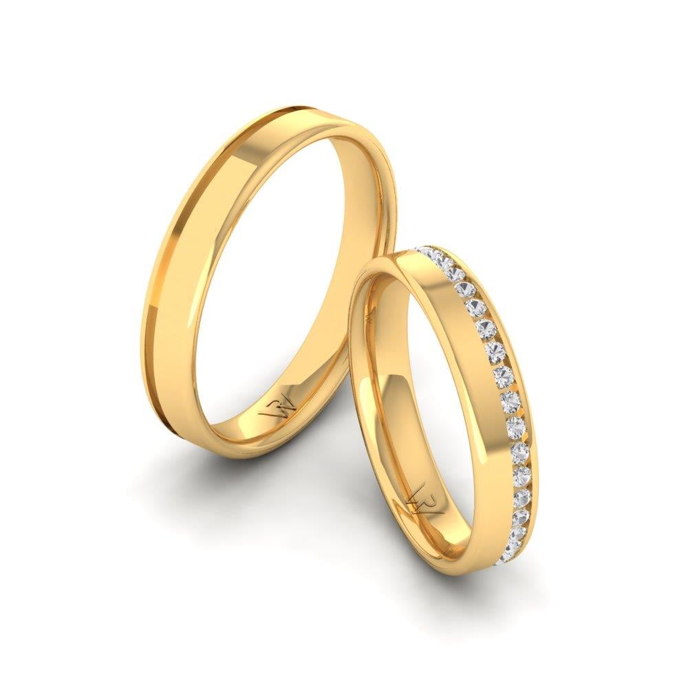 Eheringe mit Steinen ForeverTwist Gelbgold Dalloz-Kristall