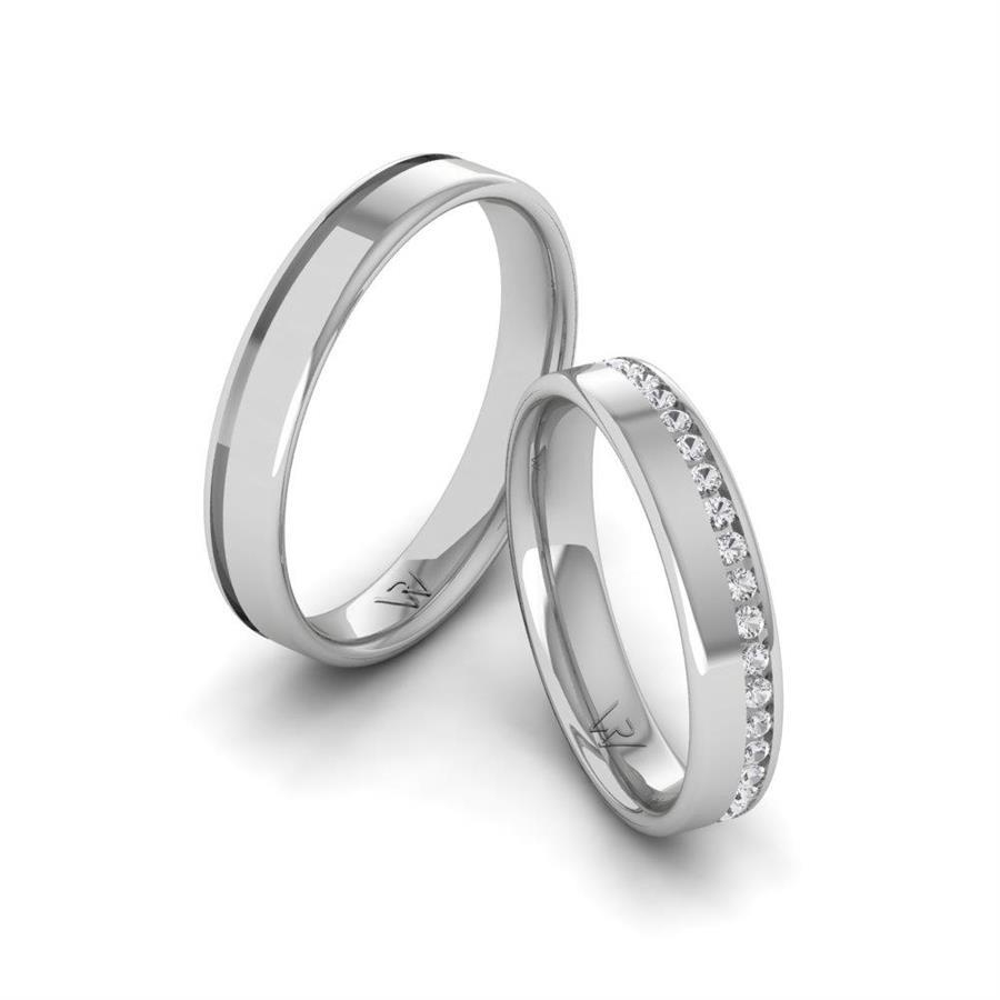ForeverTwist Platin Eheringe für Paare, Swarovski-Kristall