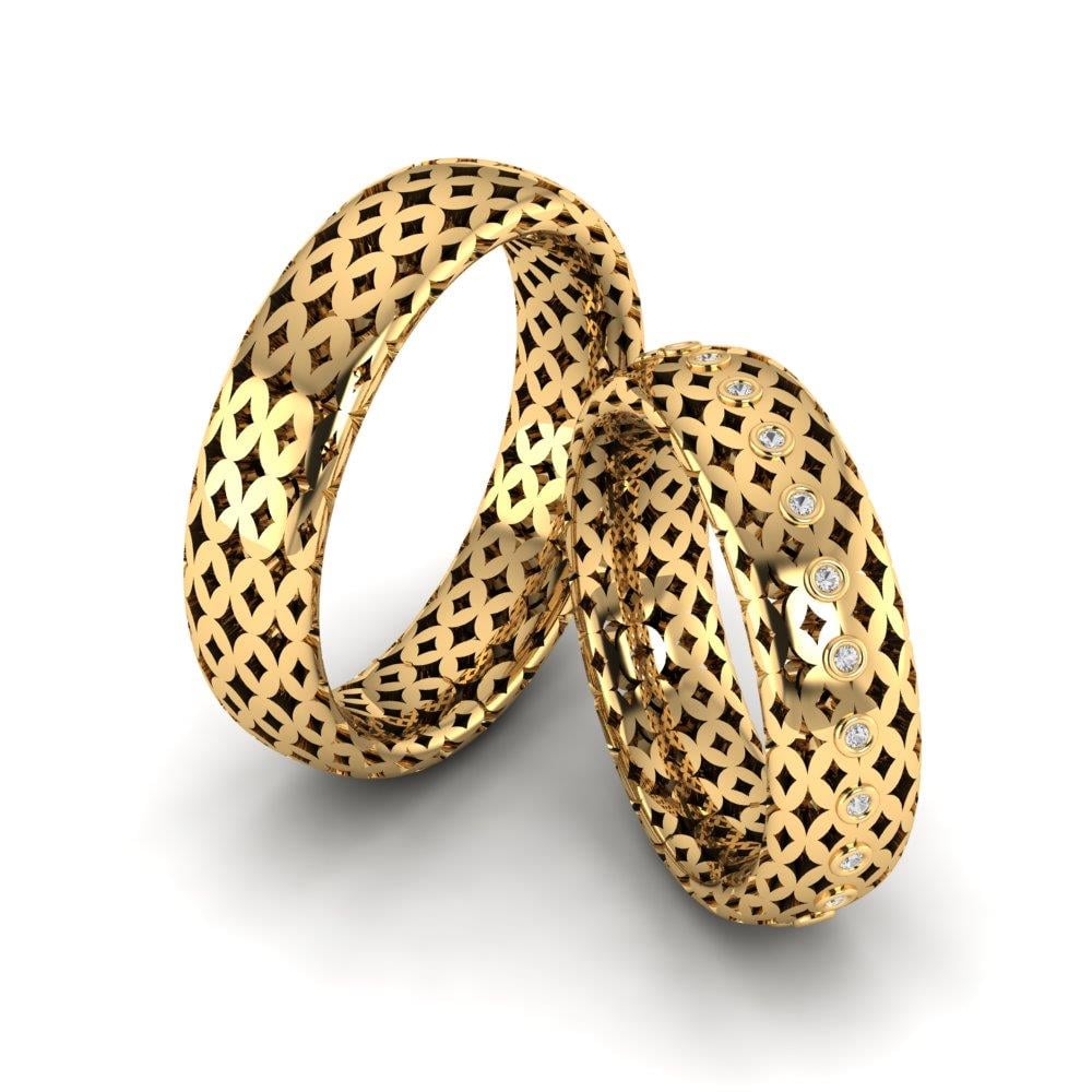 Eheringe mit Steinen Gardenjoy Gelbgold Dalloz-Kristall