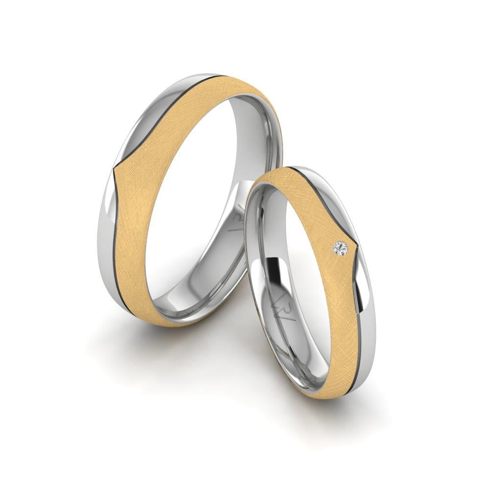 Eheringe mit Steinen Glamora Weißgold und gelbem Kristall von Dalloz
