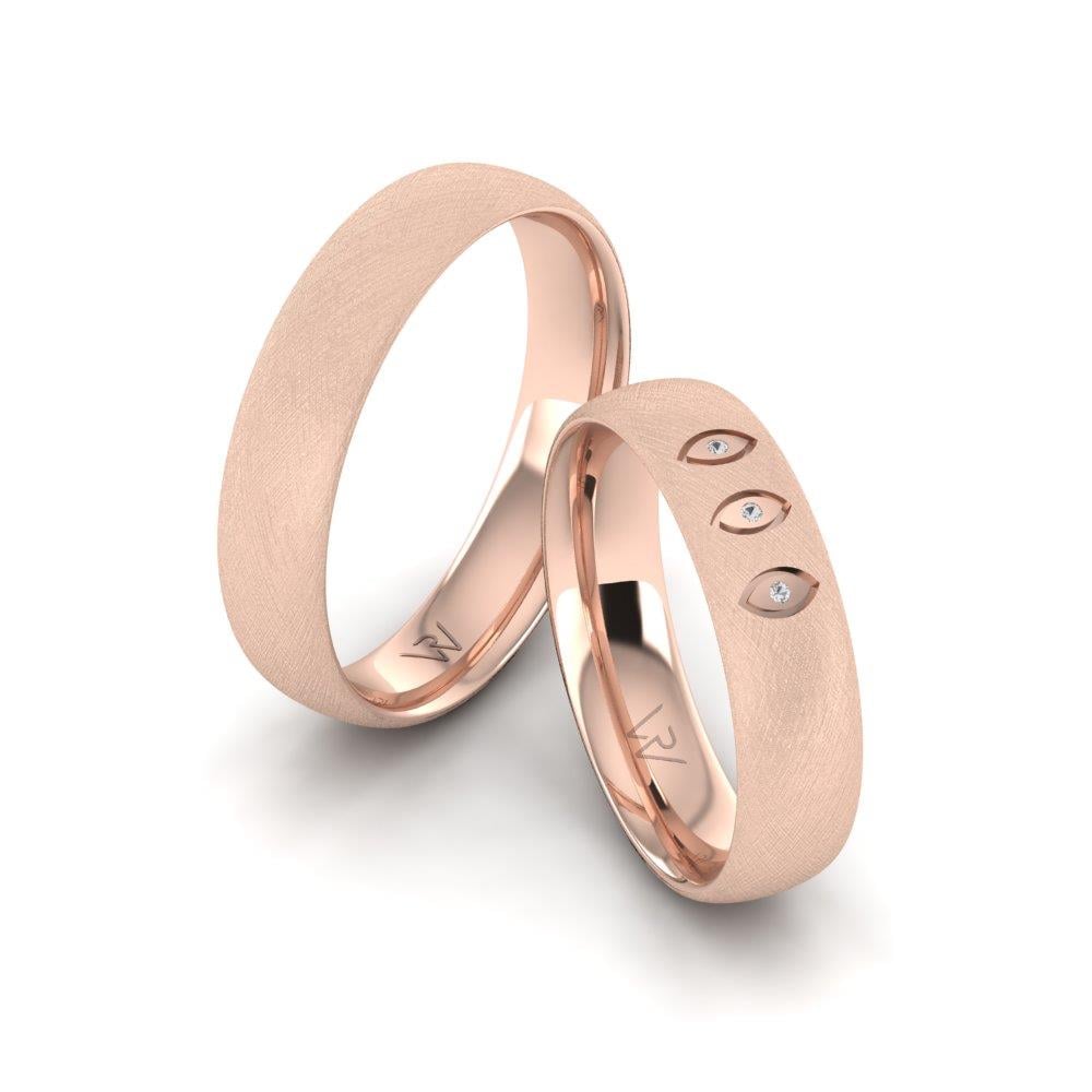 Eheringe mit Steinen Glimmera Roségold Dalloz-Kristall