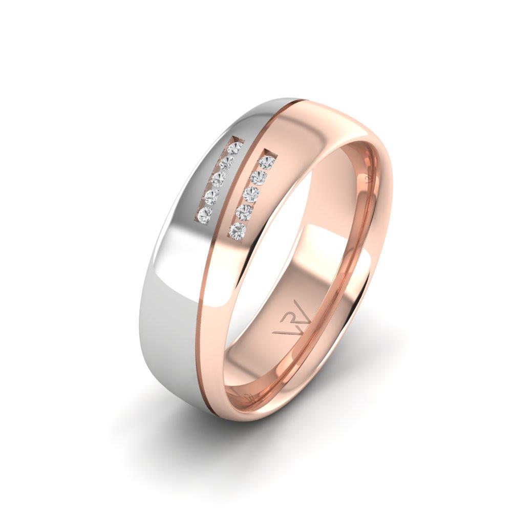 Eheringe mit Steinen für Damen, Glowise-Roségold und weißer Dalloz-Kristall